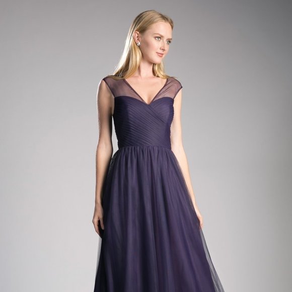 Cinderella Dresses & Skirts - NEW EGGPLANT LONG TULLE SLEEVELESS DRESS WITH V-NECKLINE AND A-SILHOUETTE ET320